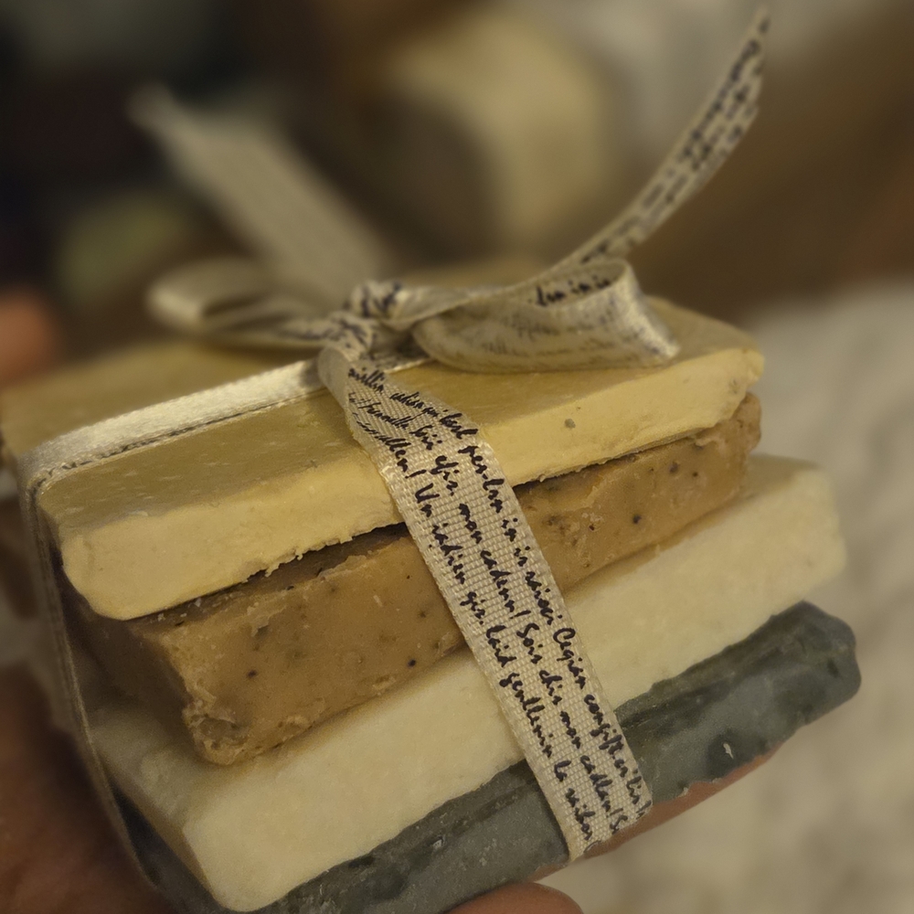 Handcrafted Soap Set - Cream, Brown, Gray